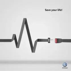 Safe driving creative poster. Volkswagen 