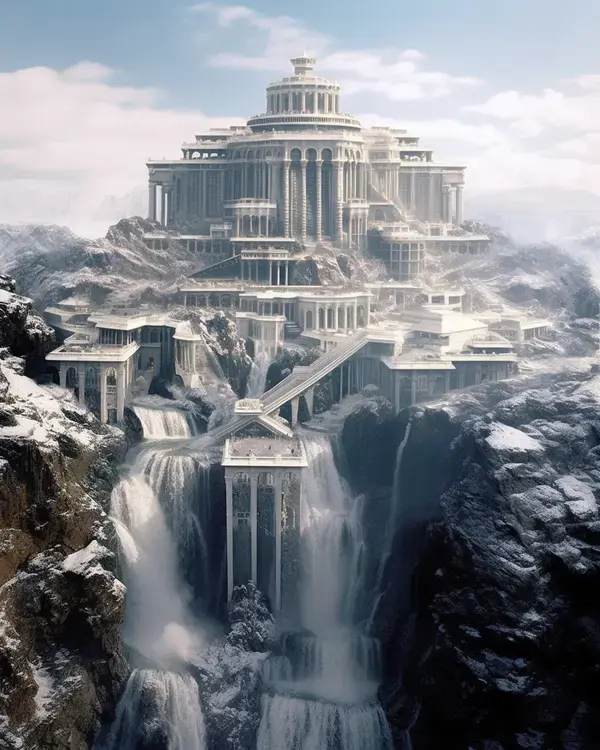A Giant Palace On A Mountain of Waterfalls