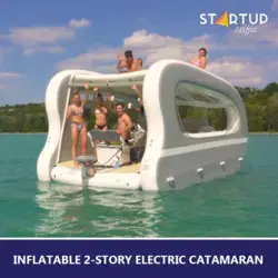 Inflatable 2-story electric catamaran