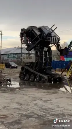 Scary Cool Robot In Parking Lot