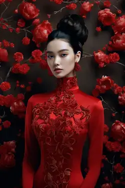 Colma.do - Home Decor & Gift Store: A dignified and atmospheric Chinese bride, Wearing a red ...