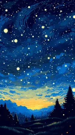 Illustrative Aesthetic Night Sky Phone Wallpaper V2