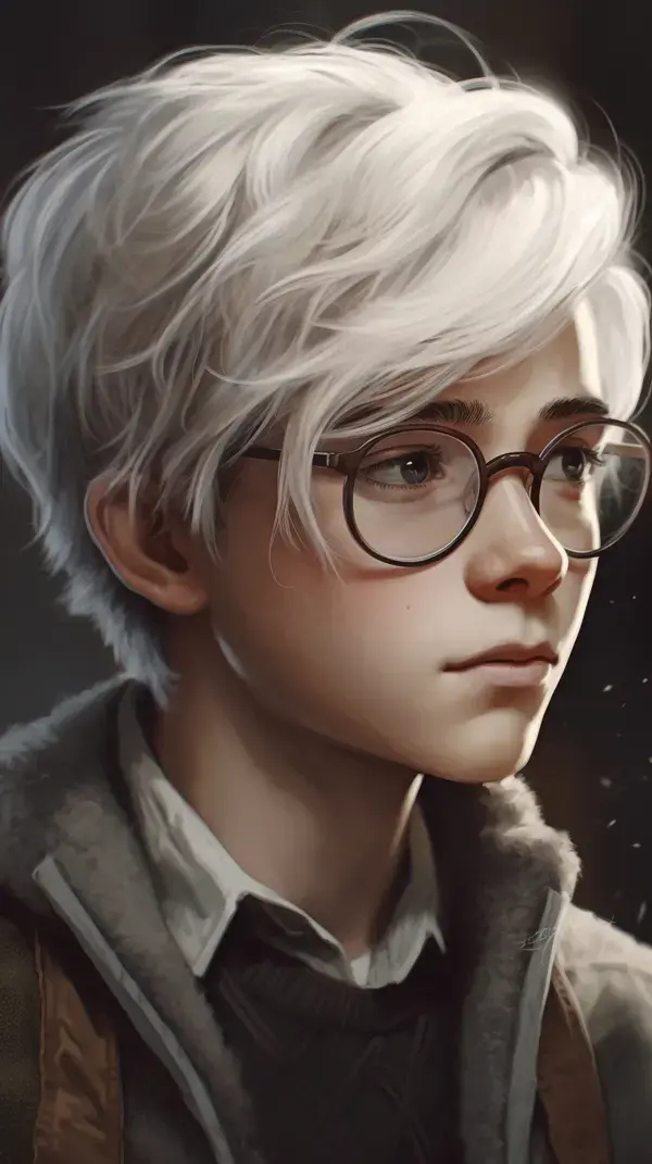 Digital drawing | realistic drawing | boy with white hair | boy with glasses | cute boy | teen boy