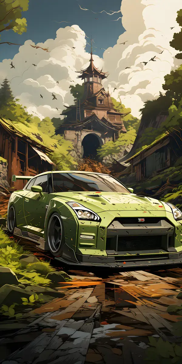 Emerald Elegance: Widebody Kit Transforms Green Nissan Skyline