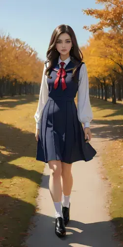 A lovely girl wearing School Uniforms 09
