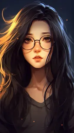 Cute girl with black hair and glasses | girl face | young woman | girl portrait | girl pfp