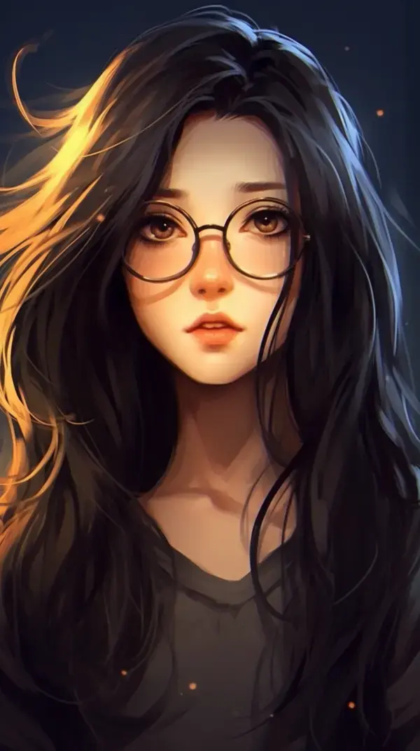 Cute girl with black hair and glasses | girl face | young woman | girl portrait | girl pfp