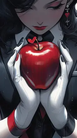 a woman holding an apple in her hands