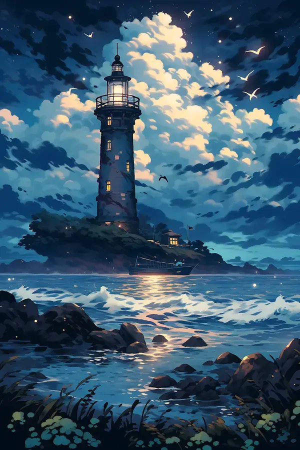 Lighthouse Water paint Style Art