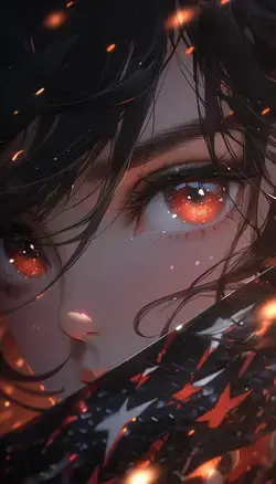 Anime Girl on Fire Displate Metal Poster