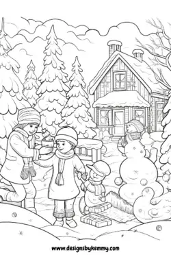 Christmas Children Snowman Coloring Pages For Both Kids And Adults | Designs By Kemmy