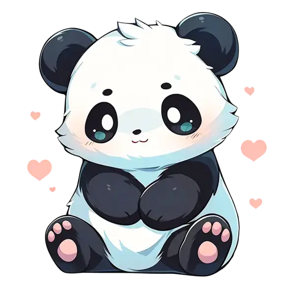 Cute Kawaii Panda Bear in Love Sticker