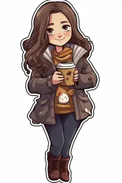 Hot Cocoa Joy: Sticker of a Cute Girl and Her Mug