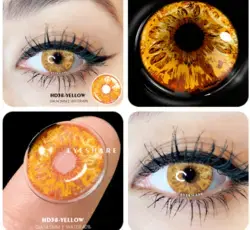 Cosplay Color Contact Lenses for Eyes AYY Series Halloween Beauty Makeup Contacts Lenses Eye Cosmetic Color Lens Eyes - HD38-YELLOW / Russian Federation