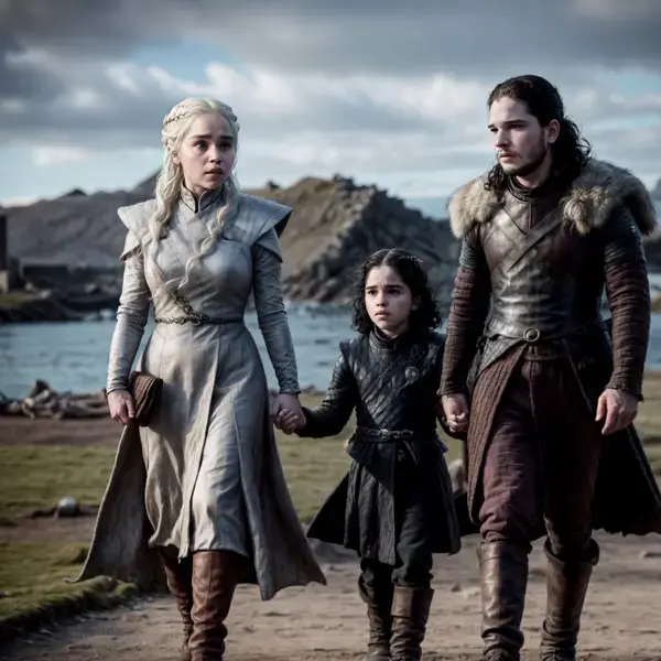 DAENERYS TARGARYEN, JON SNOW AND THEIR SON - GAME OF THRONES