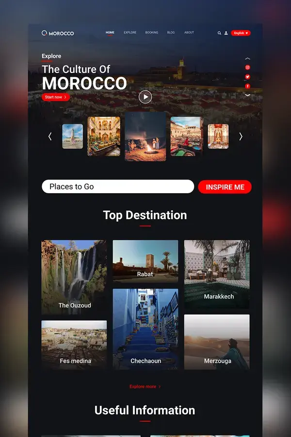 Exlpore Morocco Landing Page