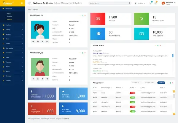 Admin - Akkhor School Management System PSD Preview - ThemeForest