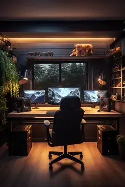 Modern Warm Nature Themed Ergonomic Gaming Setup Work Station Inspiration