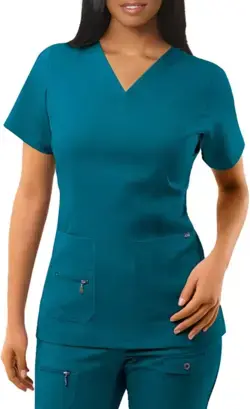 Amazon.com: Adar Pro Scrubs for Women - Elevated V-Neck Scrub Top - P4212 - Caribbean Blue - M: Clothing, Shoes &amp; Jewelry