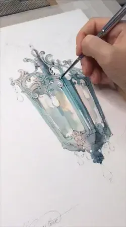 Full drawing watercolour video tutorial, The Lantern, 2019 