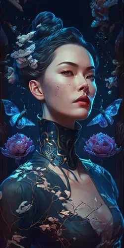 Zhangjiajie portrait with intricate details in James Jean style; cyberpunk and western steampunk ele