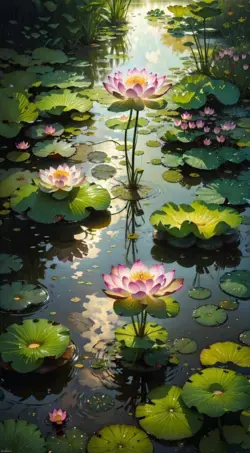 iPhone Wallpaper - A Pond with green petals