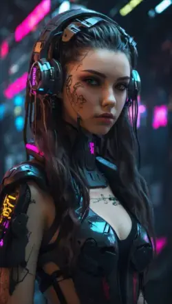 Cyberpunk girl in a swimsuit