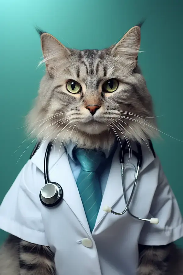 Unique Feline Portraiture: Cat in Doctor Attire