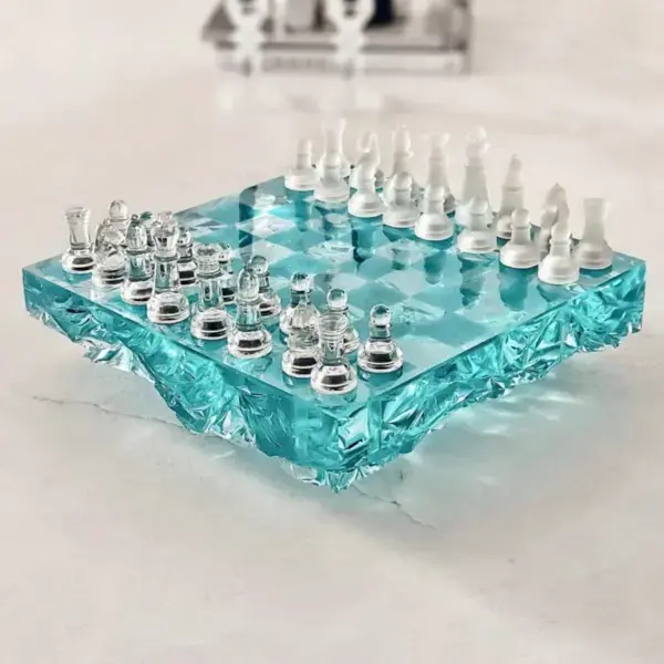 Resin Chess  Unique Epoxy Hand Made Chess  Glass Transparent - Etsy