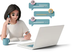 3D woman talking with chatbot Illustration