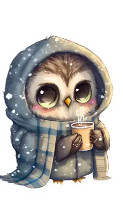 Chibi Owl Drinking Hot Chocolate Wallpaper HD Animal Wallpaper Phone Wallpaper Iphone Android Cute