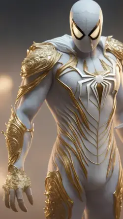 Spiderman in white and gold armour style suit