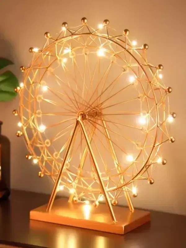 79.09Us $ |Nordic Iron Ferris Wheel Ornaments Rotating Table Lamp Creative Crafts Bedside